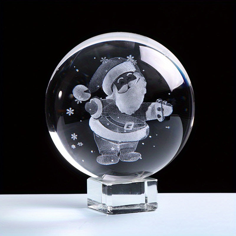 Santa Claus 3D Engraved Crystal Ball - Perfect For Christmas & Holiday Decor, Ideal Gift For Home And Office