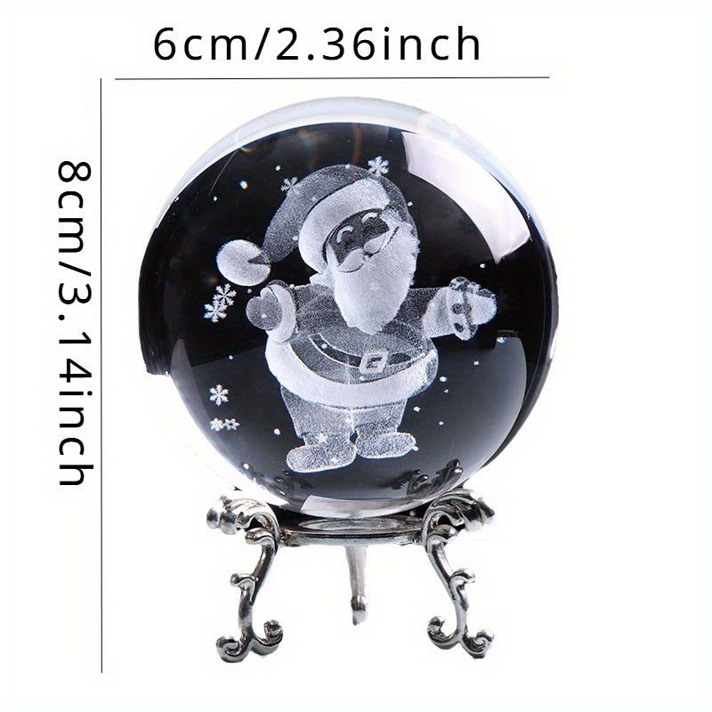 Santa Claus 3D Engraved Crystal Ball - Perfect For Christmas & Holiday Decor, Ideal Gift For Home And Office