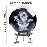 Santa Claus 3D Engraved Crystal Ball - Perfect For Christmas & Holiday Decor, Ideal Gift For Home And Office