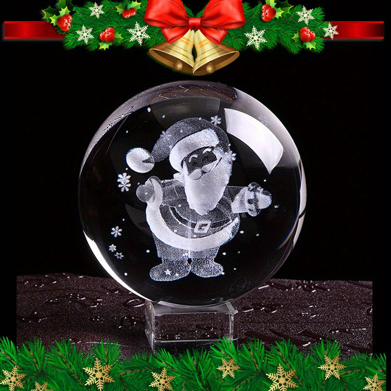 Santa Claus 3D Engraved Crystal Ball - Perfect For Christmas & Holiday Decor, Ideal Gift For Home And Office