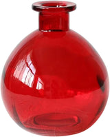 Cozylkx Kleine glazen fles decoratieve vazen voor bloemstuk, glazen vazen voor tafeldecoratie, feesttafelstukken (rood, 8 cm x 10,5 cm)