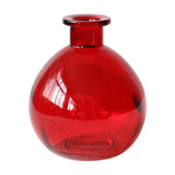 Cozylkx Kleine glazen fles decoratieve vazen voor bloemstuk, glazen vazen voor tafeldecoratie, feesttafelstukken (rood, 8 cm x 10,5 cm)