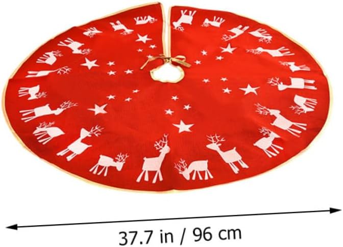 PRETYZOOM 1Pc Tree Skirt Floor Carpet Rustic Christmas Tree Rug Xmas Tree Skirt Decor Wicker Tree Skirt Xmas Tree Collar Christmas Tree Apron Decor Kerststal Decor Christmas Tree Stand Red