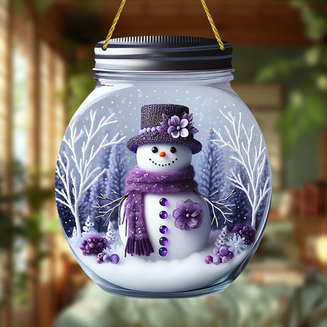 Festive Winter Wonderland Snowman Acrylic Snow Globe, 7.87" x 6.69", Pre-Drilled Holes for Easy Mounting, High Quality, Smooth Rounded Corners, Safe Installation, Ideal Gift for You