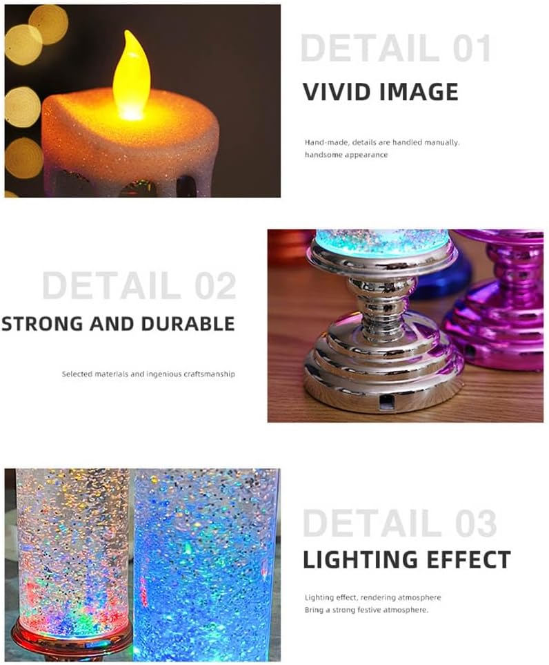 ZDdp LED Kerst Kaarsen Kleur Veranderende LED Water Kaars met Glitter Vlamloze LED Kaars Lichten Bureau Tafel Gemakkelijk te gebruiken Rood