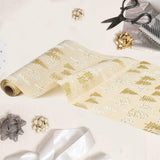 Exnemel 275 * 28cm Christmas Table Runner, Long Table Runner Decoration Dining Gold Table Runners Linen Non-slip Xmas Table Cloth for Home Kitchen Party (Gold Christmas Tree)