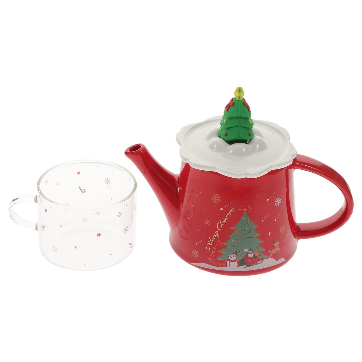 1 Set Kerst Waterkoker Beker Kerst Theekopje Kerst Glazen Mokken Decoratieve Theepot Kerst Glazen Bekers Kerst Theepot Kerst Theeketel Vrolijk Kerstfeest Keramiek Kantoor Draagbaar