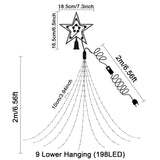 Waterdichte kerstboomverlichting met sterren, 2 m x 9 slinger, lichtketting kerstboom, led-kerstboomverlichting, kerstverlichting voor tuin, Nieuwjaar, feest, bruiloftsdecoratie
