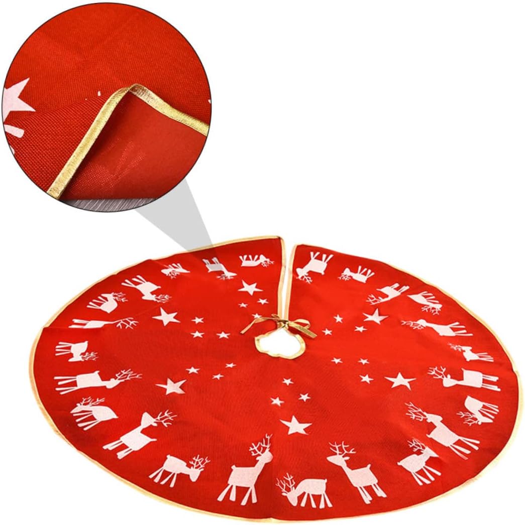 PRETYZOOM 1Pc Tree Skirt Floor Carpet Rustic Christmas Tree Rug Xmas Tree Skirt Decor Wicker Tree Skirt Xmas Tree Collar Christmas Tree Apron Decor Kerststal Decor Christmas Tree Stand Red