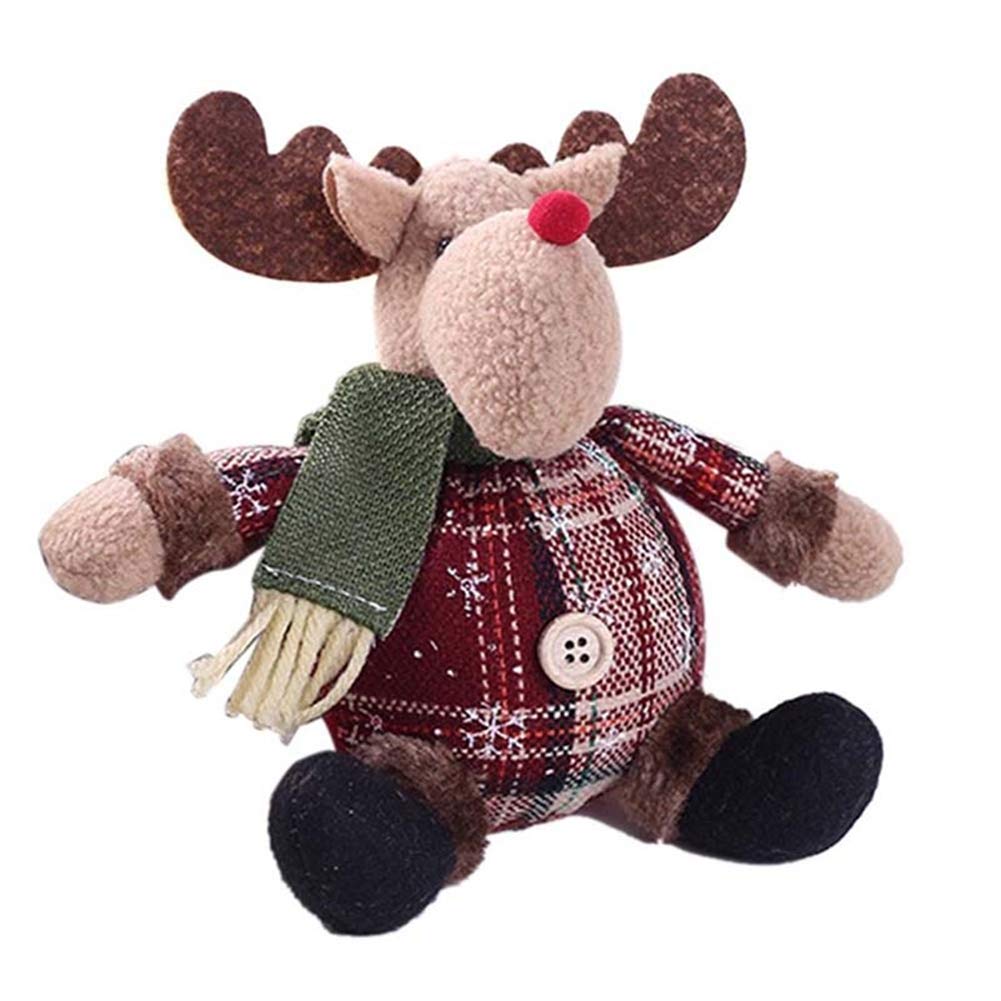 basku Kerstman, sneeuwpop, zittend rendier, kerstdecoratie, pluche pop, kerstman, kerstman, voor kersttafel, bureau, open haard, decoratie, pluche kerstfiguren