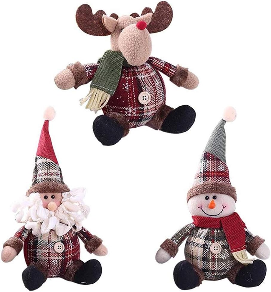 basku Kerstman, sneeuwpop, zittend rendier, kerstdecoratie, pluche pop, kerstman, kerstman, voor kersttafel, bureau, open haard, decoratie, pluche kerstfiguren