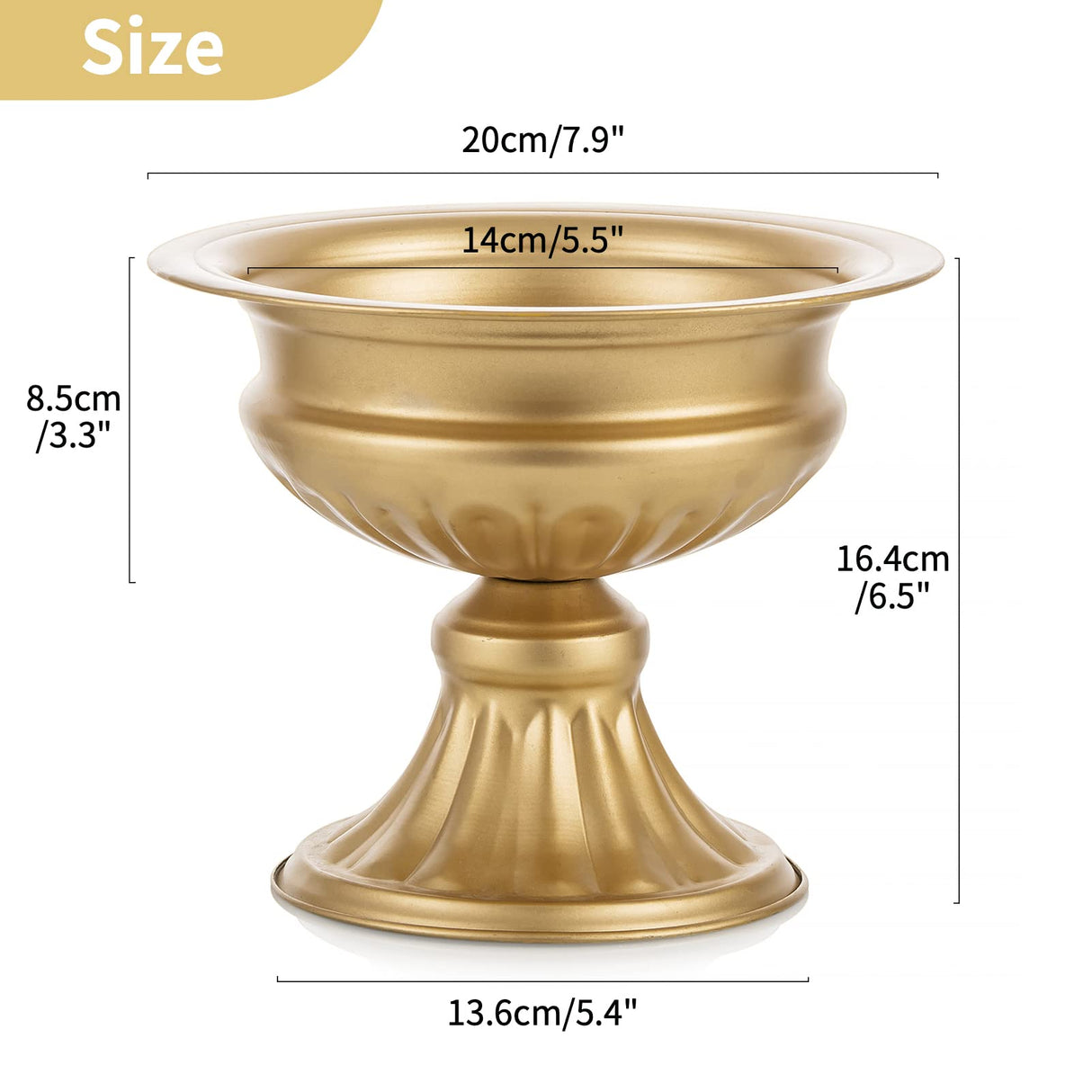 Nuptio Gouden Vazen voor Centerpieces Bruiloft - 2 Stuks 16.4cm Hoogte Metalen Urn Vaas Elegante Bruiloft Centerpieces voor Tabellen Bloem Trompet Vaas Urnen voor Verjaardagsfeestje Huisdecoraties