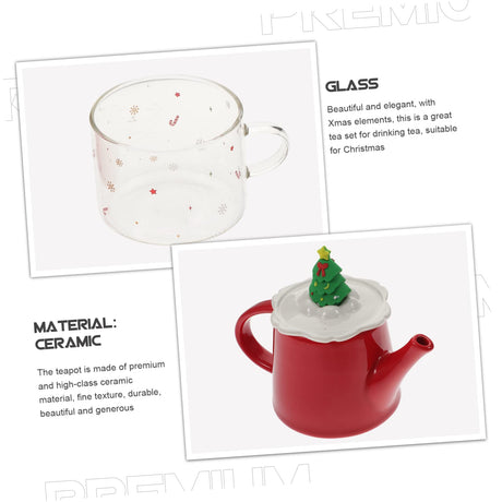 1 Set Kerst Waterkoker Beker Kerst Theekopje Kerst Glazen Mokken Decoratieve Theepot Kerst Glazen Bekers Kerst Theepot Kerst Theeketel Vrolijk Kerstfeest Keramiek Kantoor Draagbaar