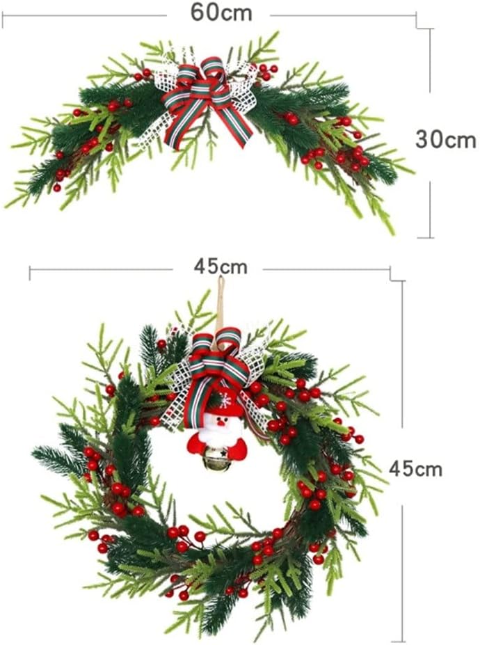 Kerstman Pop Strik Kerstdeur Kransen Traditionele Decoraties Kerstdeur Decor Party Vakantie Landschap (A,45cm)