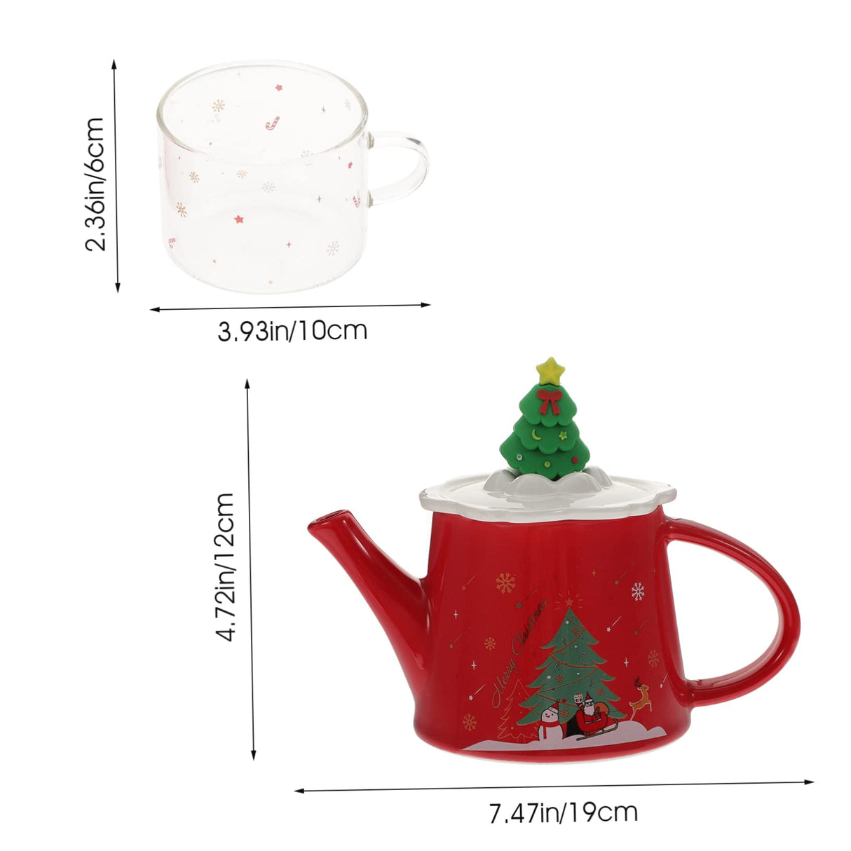 1 Set Kerst Waterkoker Beker Kerst Theekopje Kerst Glazen Mokken Decoratieve Theepot Kerst Glazen Bekers Kerst Theepot Kerst Theeketel Vrolijk Kerstfeest Keramiek Kantoor Draagbaar