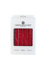 Candles with a Twist, Kerst Rood Twisted, Gelakt, Ongeparfumeerde Kaarsen, 6 stuks… (Kerst Rood)