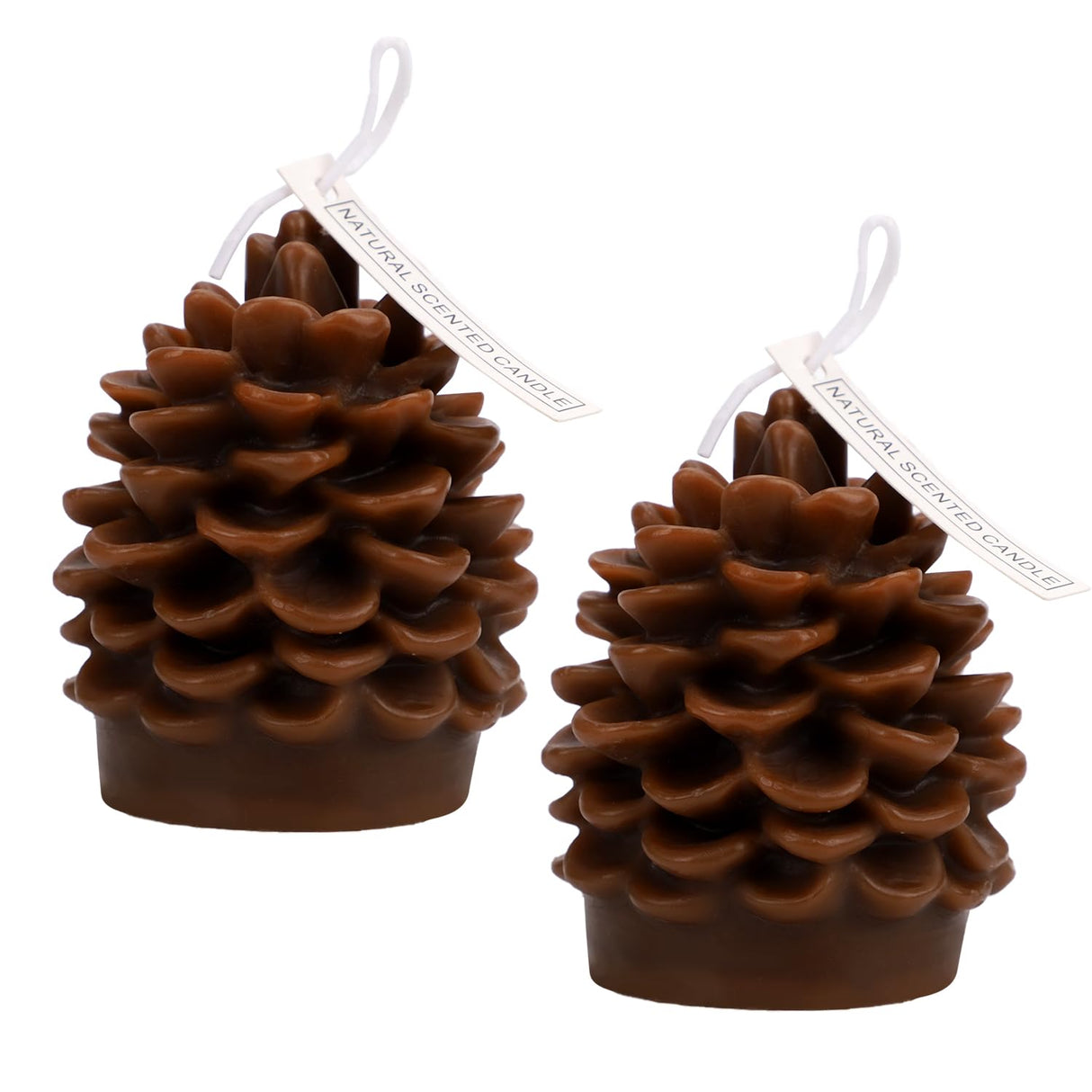 2 Stuks Kerstkaarsen, 8x6,5cm Realistisch Schattig Dennenappelkaarsen Kerstkaarsdecoraties Cadeau voor Kerstfeest Bruiloft Huis Vakantie (Bruin)