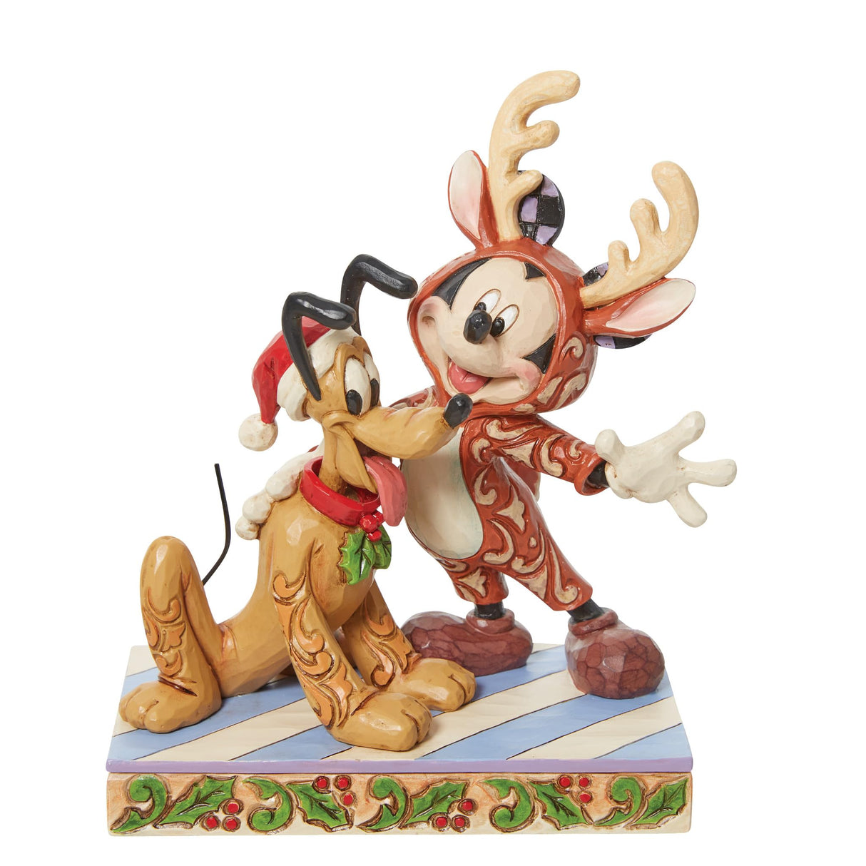 Jim Shore Enesco Disney Traditions 6013059 Mickey Rendier w/Pluto Kerstman Beeldje 15,9 cm