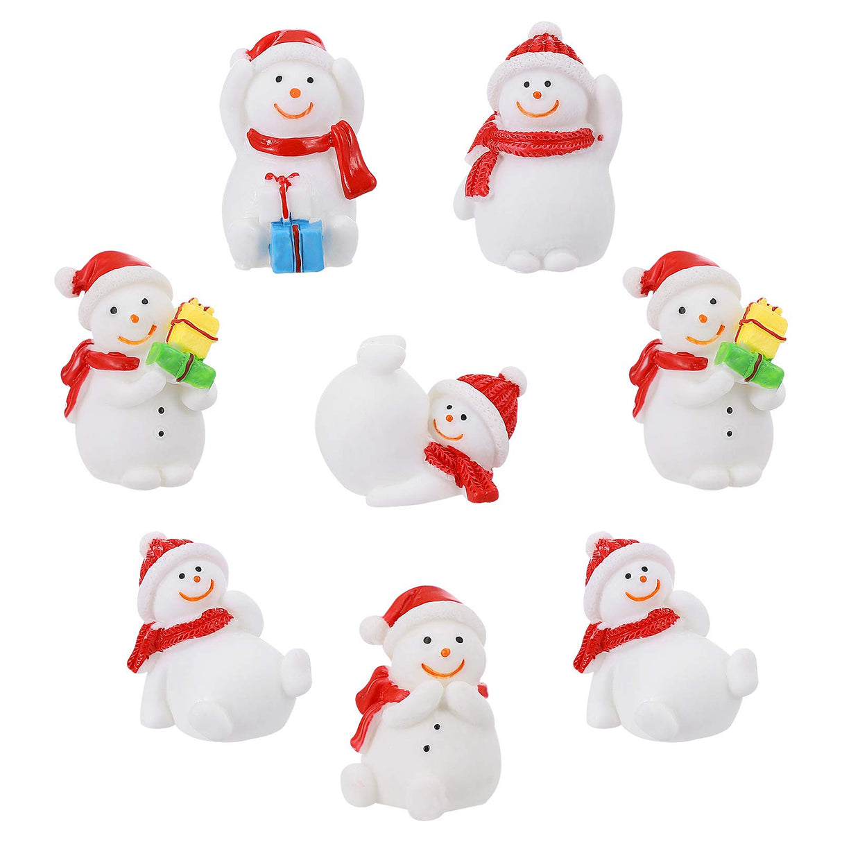 8 Stuks Kerst Microlandschap Decor Ambachtelijke Kerst Hars Landschap Miniatuur Kerstfiguren Mini Sneeuwpop Beeldjes Mini Kerstfiguurtje Mini-kerstman Bureaublad Wit Sneeuwbal