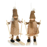 COM-FOUR® Premium kerstfiguur voor kerstversiering, skiërfiguren als winterdecoratie, kamerdecoratie of cadeau (02 stuks - skiërs)