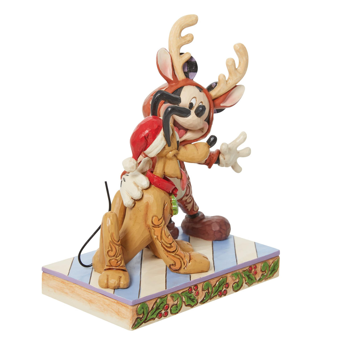 Jim Shore Enesco Disney Traditions 6013059 Mickey Rendier w/Pluto Kerstman Beeldje 15,9 cm