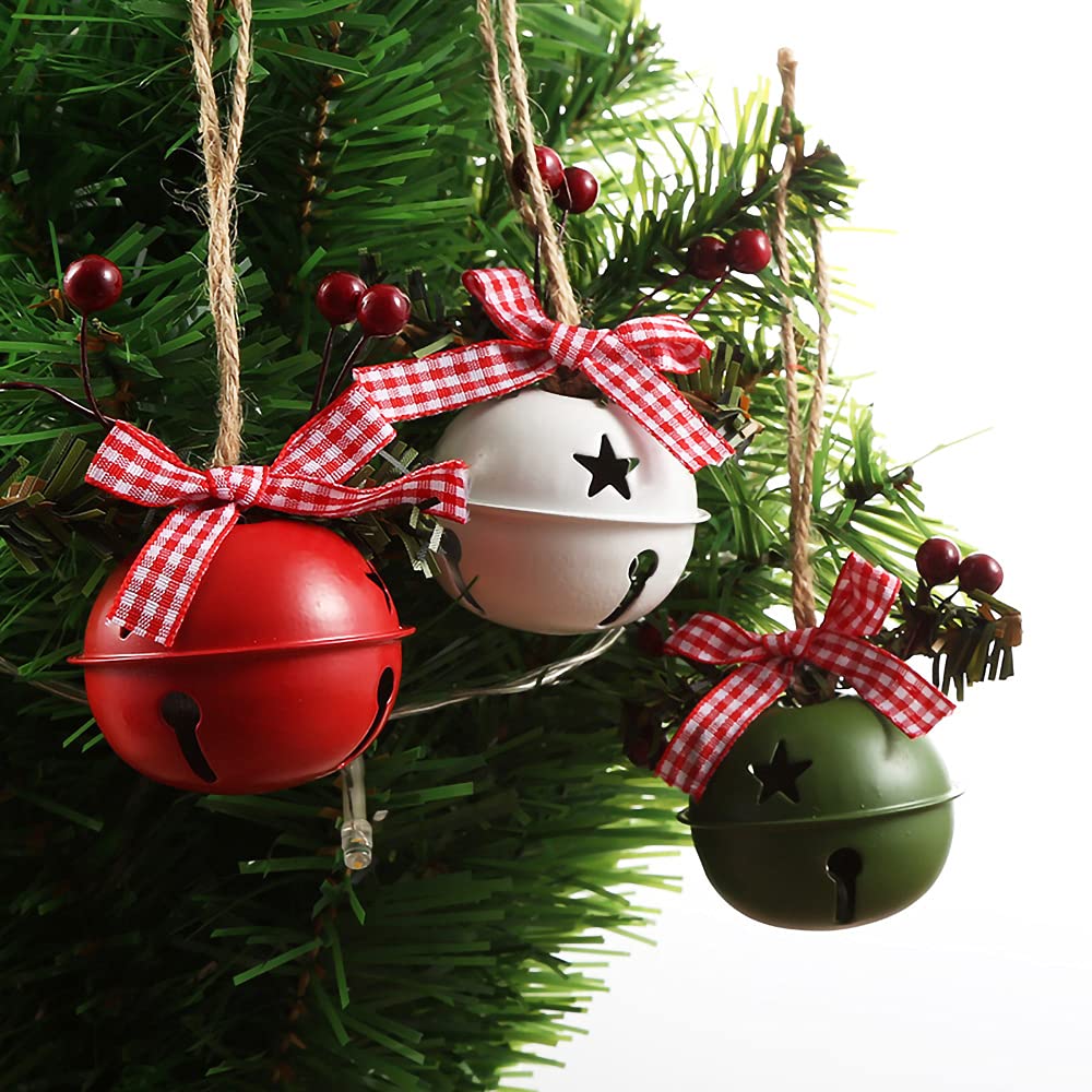 Kerst Jingle Bell Metalen Bell Boom Decoraties Ornamenten Kerstboom Opknoping Decoratie Kerstbel Decoratie Hangers voor Vakantie Party Decor Xmas (groen wit rood)