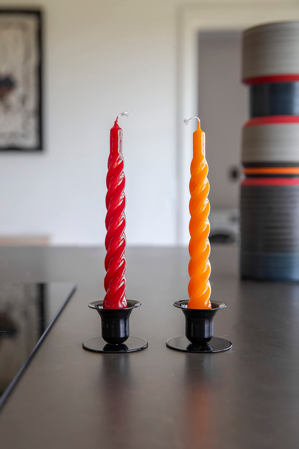 Candles with a Twist, Kerst Rood Twisted, Gelakt, Ongeparfumeerde Kaarsen, 6 stuks… (Kerst Rood)