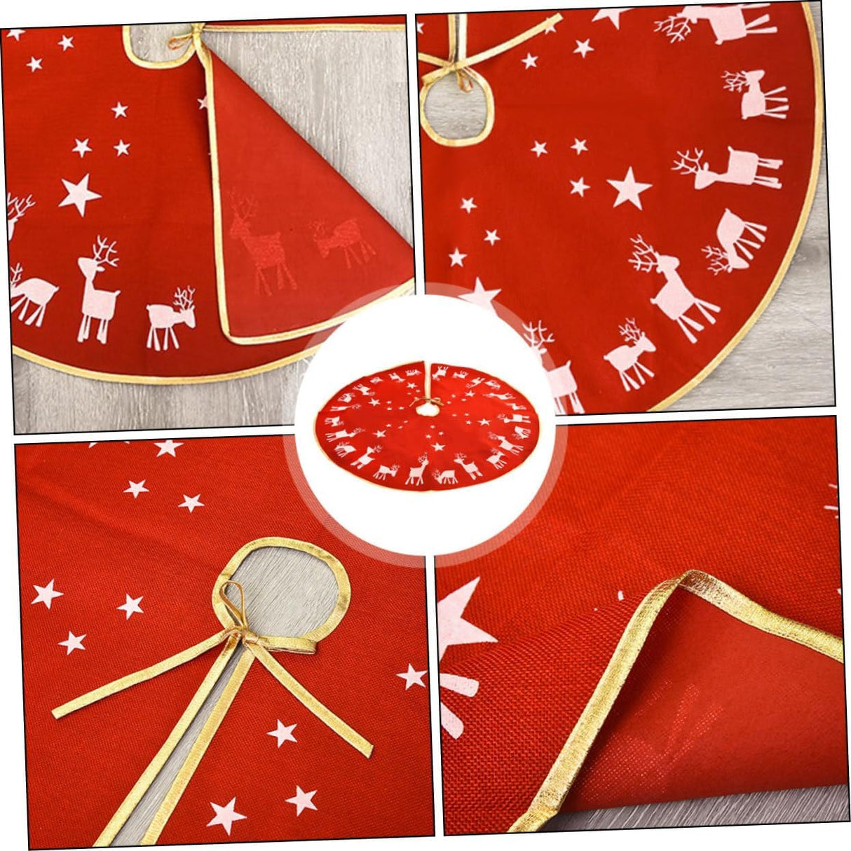 PRETYZOOM 1Pc Tree Skirt Floor Carpet Rustic Christmas Tree Rug Xmas Tree Skirt Decor Wicker Tree Skirt Xmas Tree Collar Christmas Tree Apron Decor Kerststal Decor Christmas Tree Stand Red