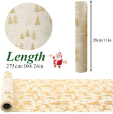 Exnemel 275 * 28cm Christmas Table Runner, Long Table Runner Decoration Dining Gold Table Runners Linen Non-slip Xmas Table Cloth for Home Kitchen Party (Gold Christmas Tree)