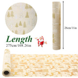 Exnemel 275 * 28cm Christmas Table Runner, Long Table Runner Decoration Dining Gold Table Runners Linen Non-slip Xmas Table Cloth for Home Kitchen Party (Gold Christmas Tree)