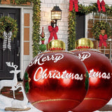 Opblaasbare kerstbal met decoratie, 60 cm PVC gigantische opblaasbare bal, opblaasbare kerstballen, kerstballen, ornament, tuin, tuin, thuis, terras, decoratie voor vakantie