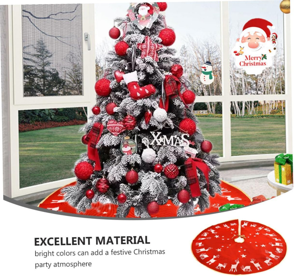 PRETYZOOM 1Pc Tree Skirt Floor Carpet Rustic Christmas Tree Rug Xmas Tree Skirt Decor Wicker Tree Skirt Xmas Tree Collar Christmas Tree Apron Decor Kerststal Decor Christmas Tree Stand Red