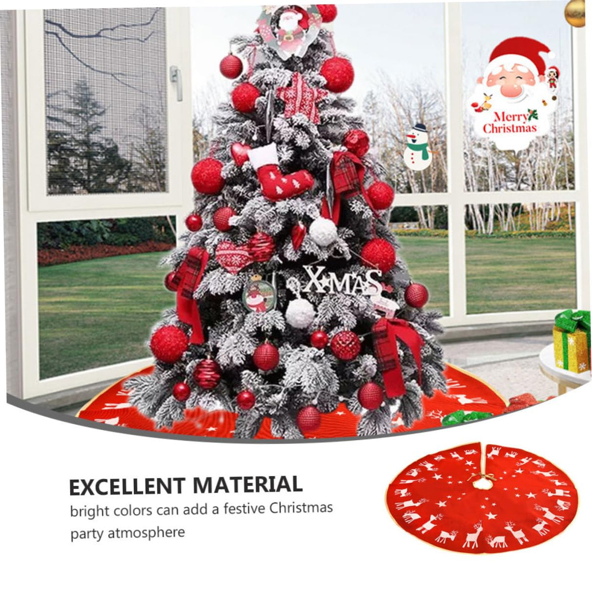 PRETYZOOM 1Pc Tree Skirt Floor Carpet Rustic Christmas Tree Rug Xmas Tree Skirt Decor Wicker Tree Skirt Xmas Tree Collar Christmas Tree Apron Decor Kerststal Decor Christmas Tree Stand Red