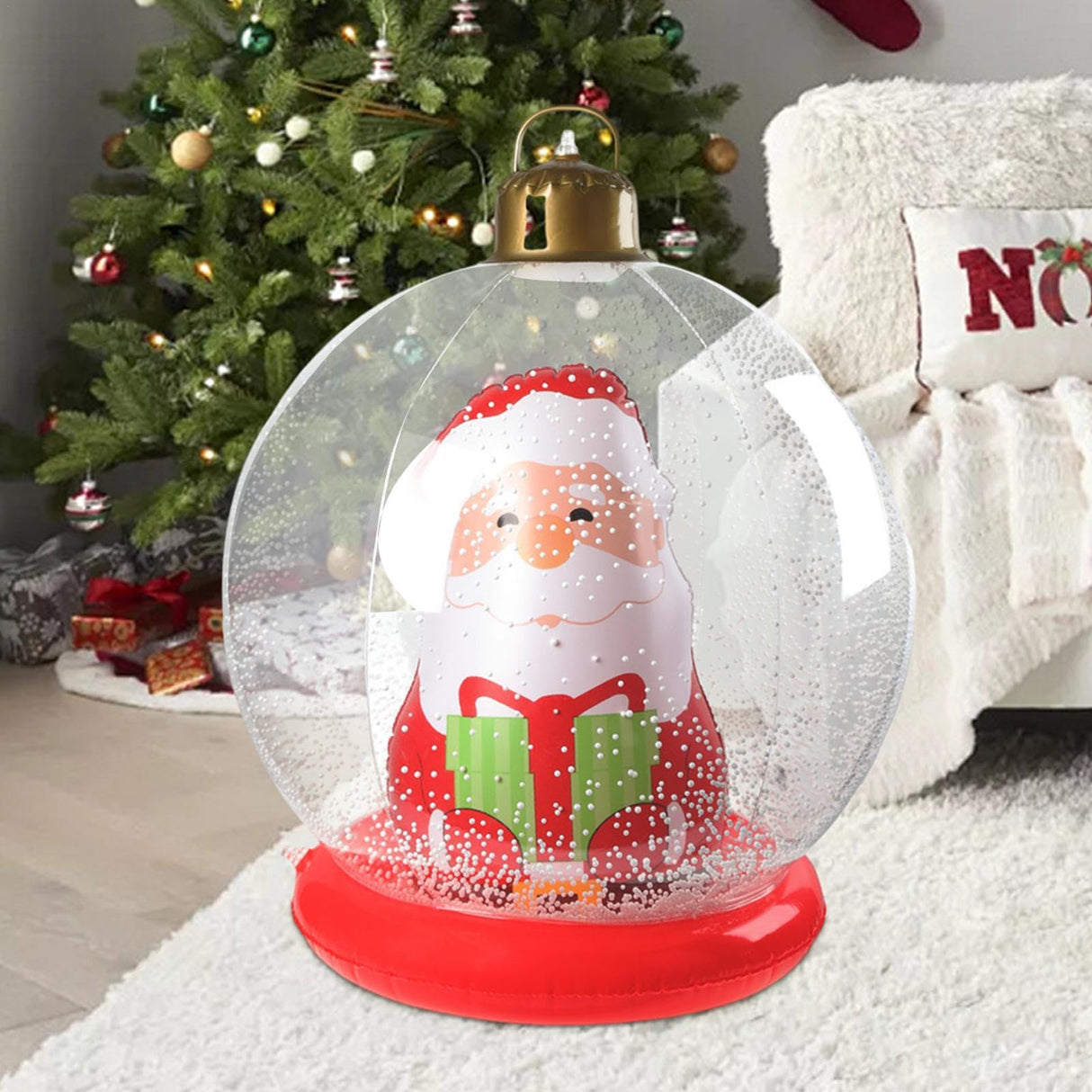 Inflatable Christmas Balls, Lighted Christmas Balls, Santa Claus Ornaments, PVC Christmas Ball Decorations, Giant Christmas Inflatables Toy For Porch Christmas Tree