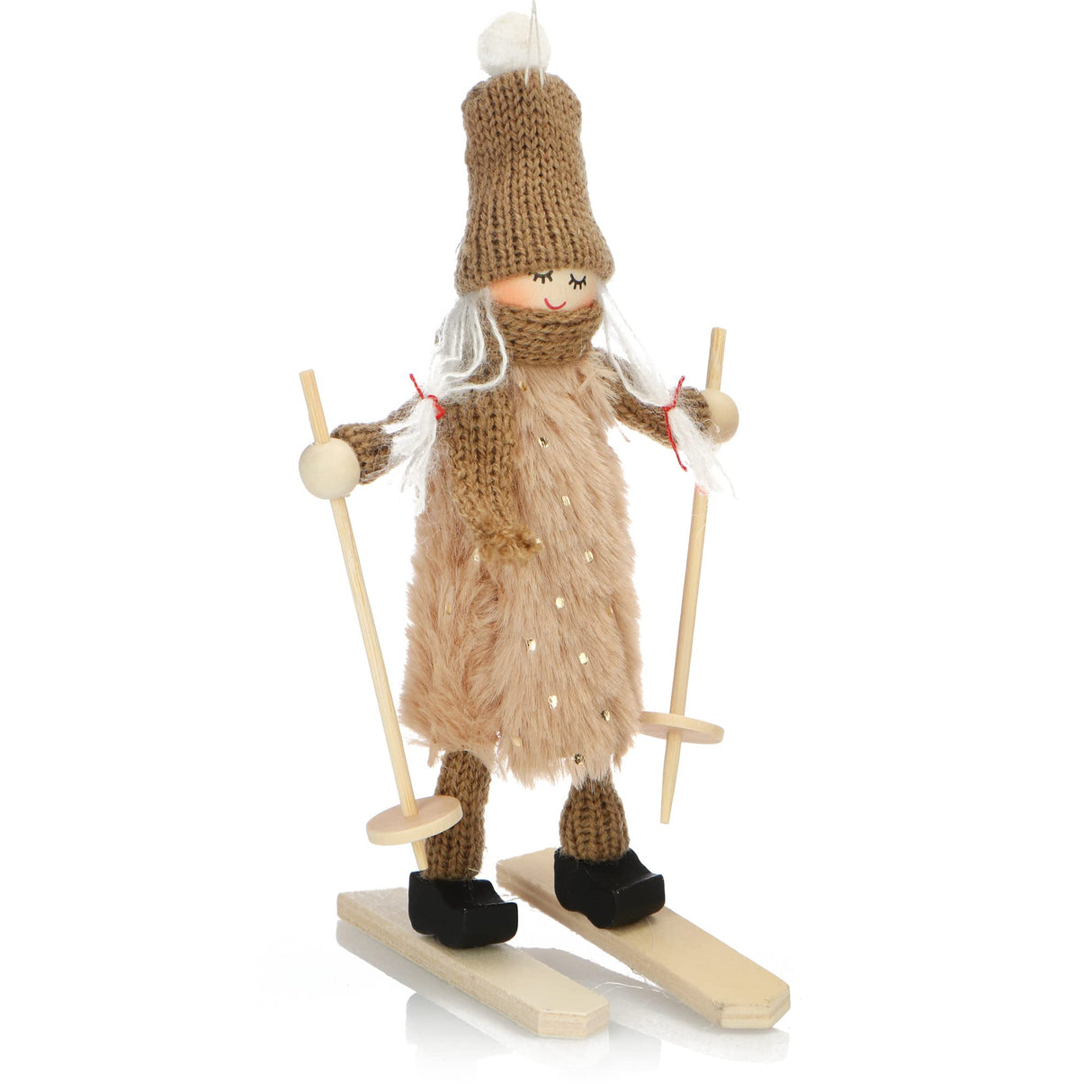 COM-FOUR® Premium kerstfiguur voor kerstversiering, skiërfiguren als winterdecoratie, kamerdecoratie of cadeau (02 stuks - skiërs)