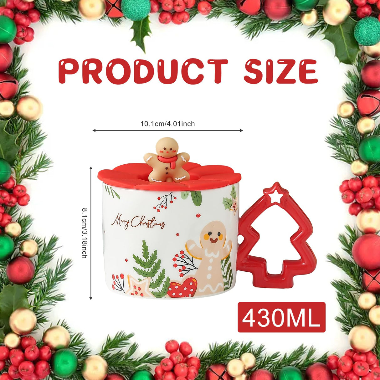 Kerst koffiemok theemelk beker met deksel en handvat keramische theekopjes magnetron veilig sublimatie keramiek voor vrouwen, mannen, kind, perfect voor verjaardag Kerstmis