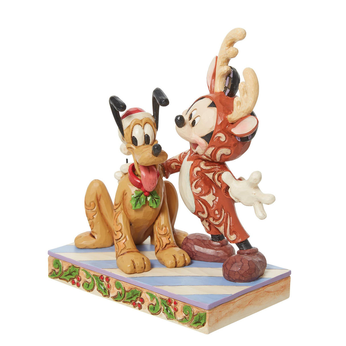 Jim Shore Enesco Disney Traditions 6013059 Mickey Rendier w/Pluto Kerstman Beeldje 15,9 cm