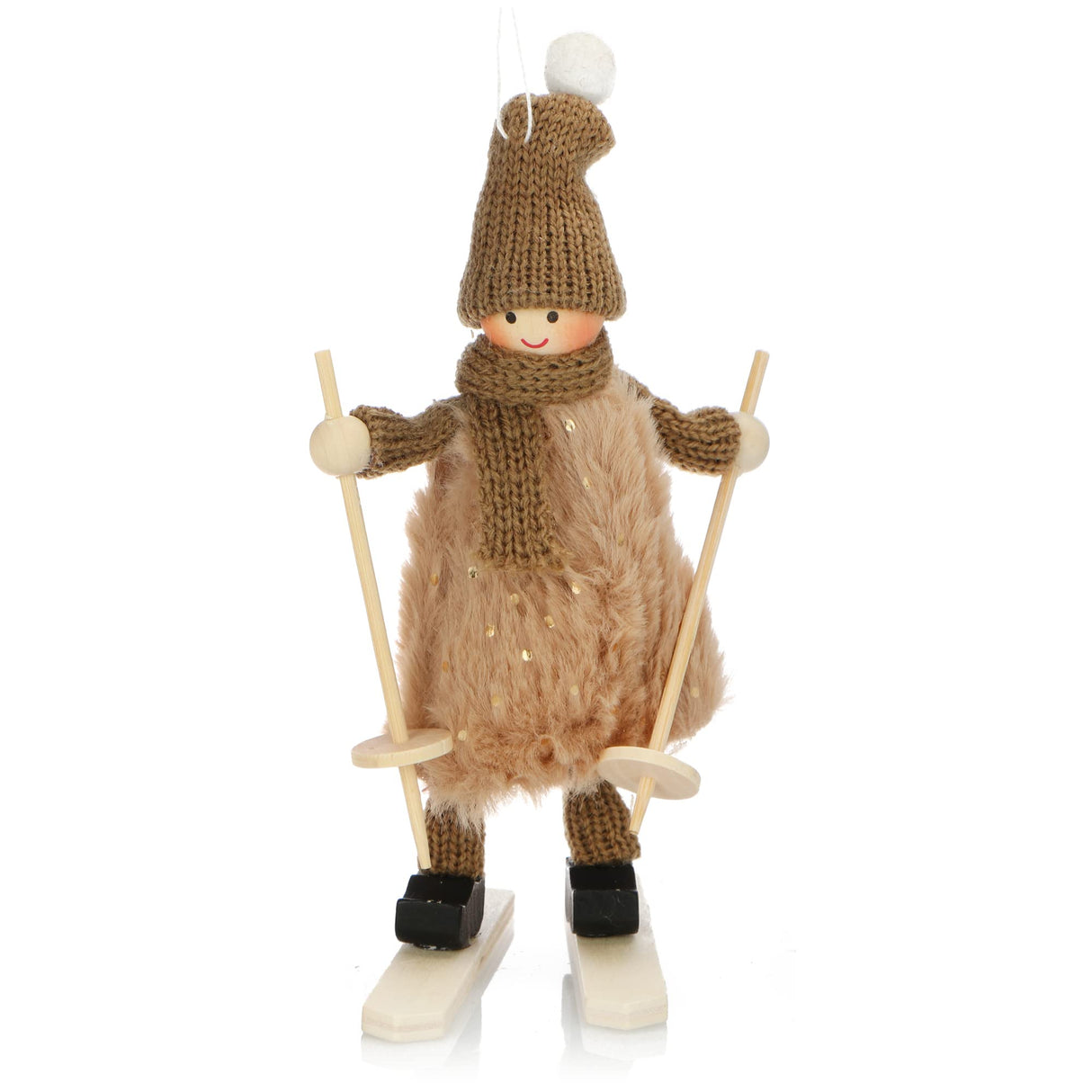 COM-FOUR® Premium kerstfiguur voor kerstversiering, skiërfiguren als winterdecoratie, kamerdecoratie of cadeau (02 stuks - skiërs)