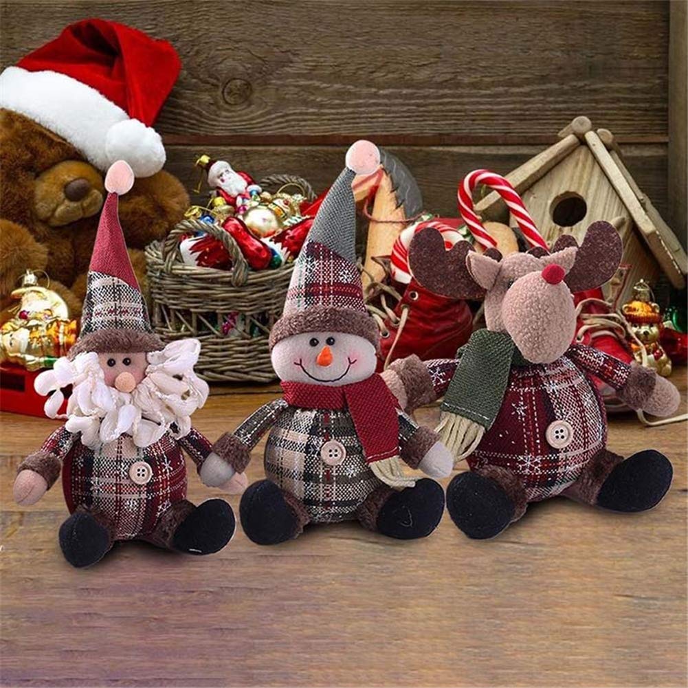 basku Kerstman, sneeuwpop, zittend rendier, kerstdecoratie, pluche pop, kerstman, kerstman, voor kersttafel, bureau, open haard, decoratie, pluche kerstfiguren