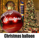 Opblaasbare kerstbal met decoratie, 60 cm PVC gigantische opblaasbare bal, opblaasbare kerstballen, kerstballen, ornament, tuin, tuin, thuis, terras, decoratie voor vakantie