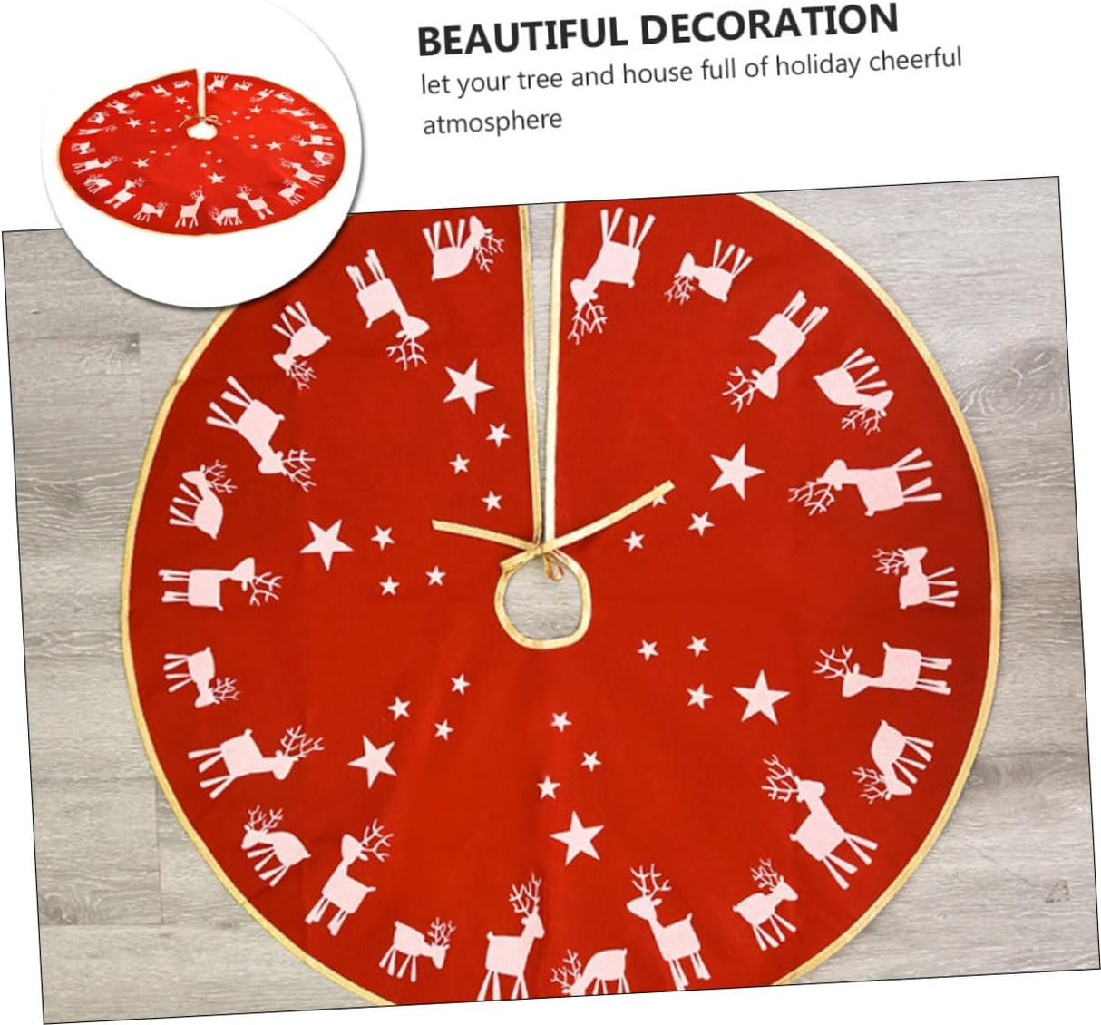 PRETYZOOM 1Pc Tree Skirt Floor Carpet Rustic Christmas Tree Rug Xmas Tree Skirt Decor Wicker Tree Skirt Xmas Tree Collar Christmas Tree Apron Decor Kerststal Decor Christmas Tree Stand Red