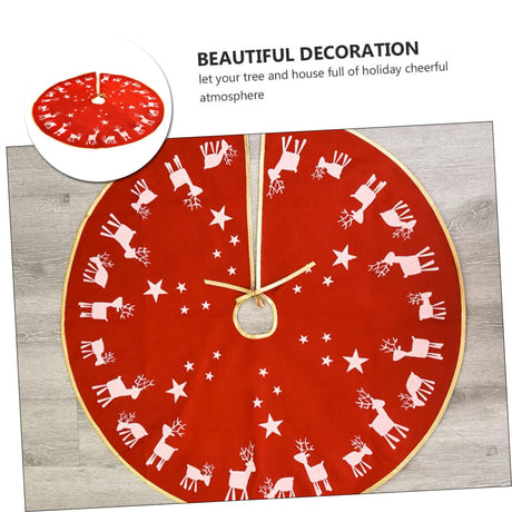 PRETYZOOM 1Pc Tree Skirt Floor Carpet Rustic Christmas Tree Rug Xmas Tree Skirt Decor Wicker Tree Skirt Xmas Tree Collar Christmas Tree Apron Decor Kerststal Decor Christmas Tree Stand Red