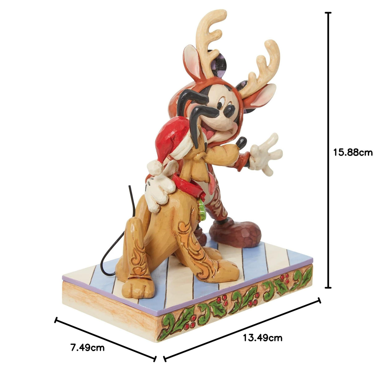 Jim Shore Enesco Disney Traditions 6013059 Mickey Rendier w/Pluto Kerstman Beeldje 15,9 cm