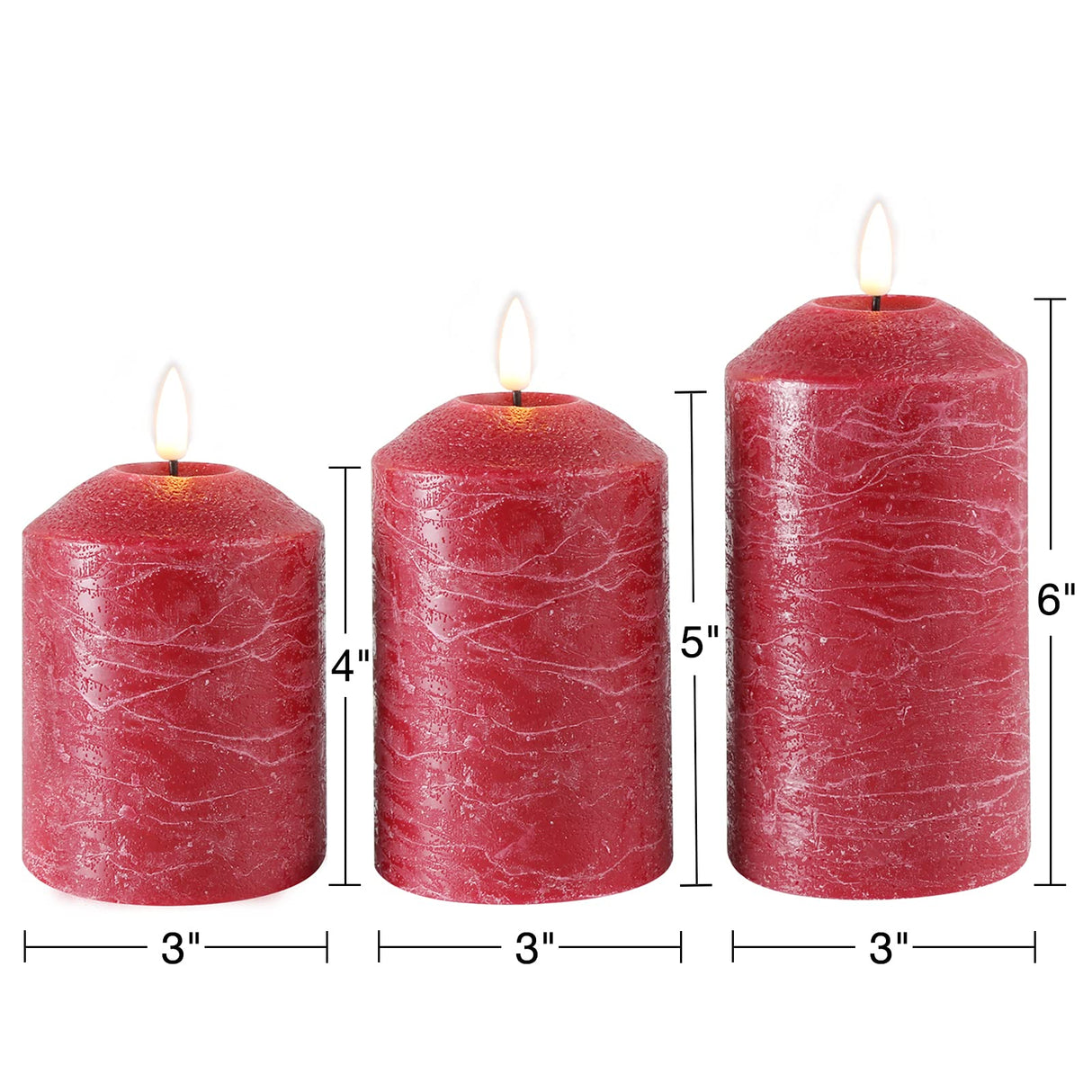 Eywamage Rode Vlamloze LED Pijler Kaarsen met Afstandsbediening Timer, Flickering Batterij Wax Kaarsen Kerst Decor Φ 3 "H 4" 5" 6"