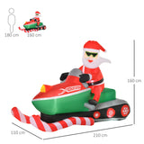 HOMCOM opblaasbare kerstman sneeuwpop kerstversiering LED figuur opblaasbare kerstversiering verlicht LED IP44 polyester groen + rood 210 x 110 x 160 cm