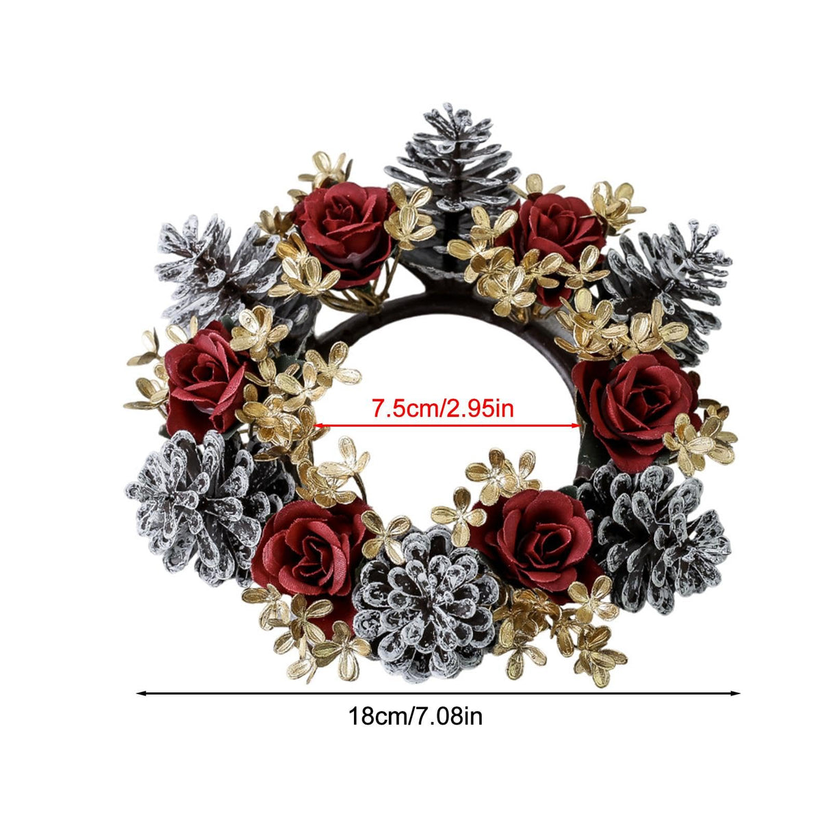 Christmas Table Centerpieces, Christmas Table Centerpiece Decorations, Christmas Dining Table Centerpieces, Pine Cones Roses Christmas Table, Sturdy Base Candle Wreaths Candle Garland For Desk Shelf