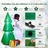 COSTWAY Opblaasbare led-kerstboom, 180 cm, kerstdecoratie met grote en kleine sneeuwpop en geschenkdozen, winterdecoratie, kerstverlichting voor binnenplaats, gazon, tuinfeest, zelfopblazend