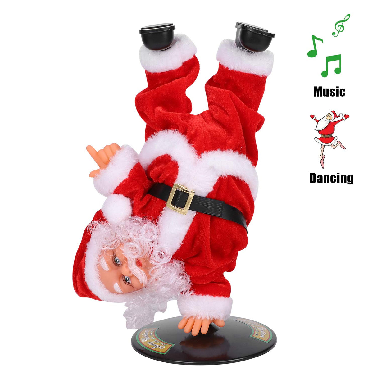 ITODA Kerstman decoratie met muziek kerstfiguur draaibaar kerstmanfiguur zingend dansend kerstman figuur kleine kerstdecoratie kerstman decoratiefiguur rood kerstdecoratie tafel woonkamer cadeau