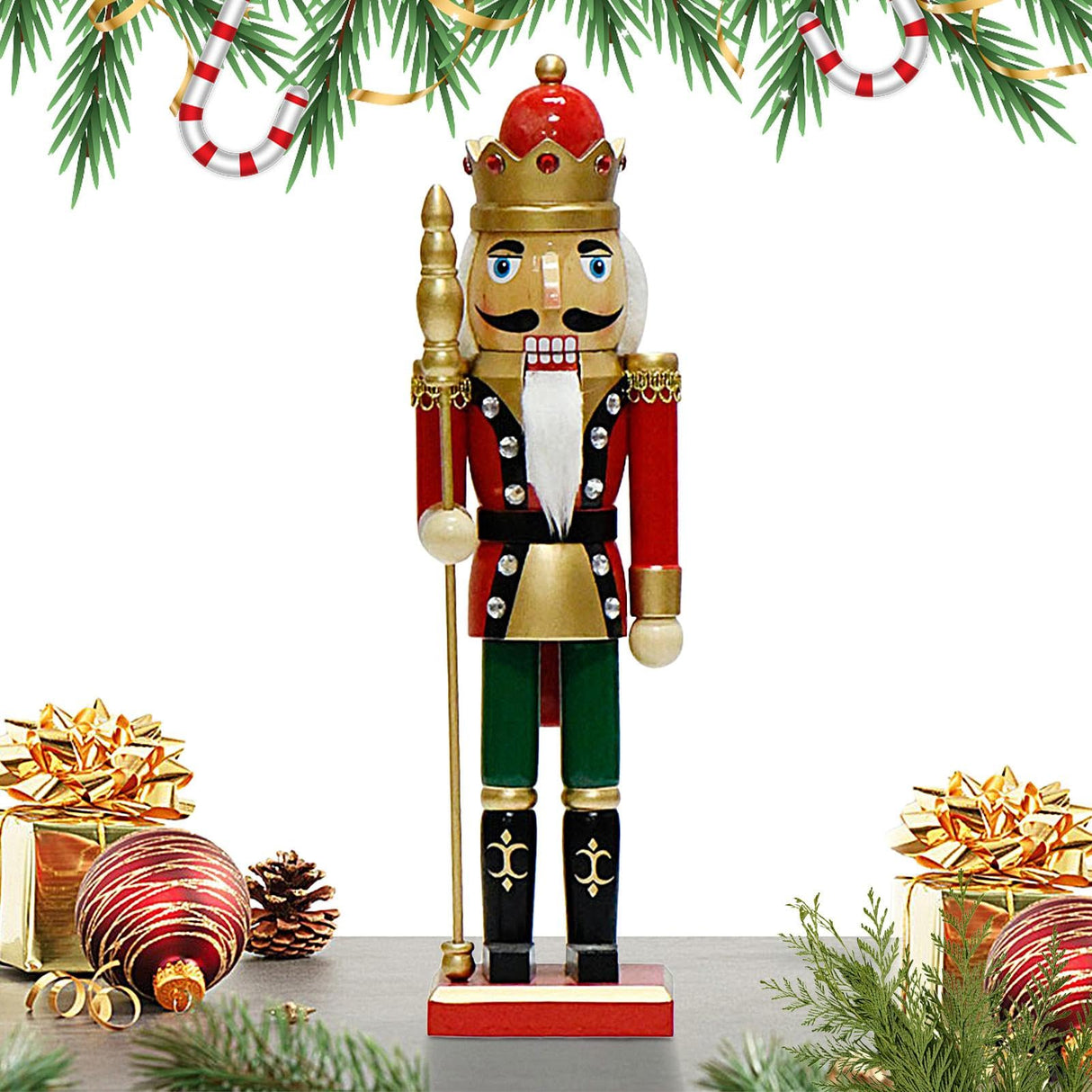 Christmas Nutcracker Figures, Christmas Nutcracker Statue, Soldier Doll Figures, Wooden Christmas Ornaments, Nutcracker Christmas Ornament, Nutcracker Christmas Decor For Fireplace Decorations