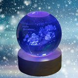 Festive 3D Crystal Snow Globe: Classic Glass, USB Powered, Perfect for Home and Office, Ideal for Friends, Couples, Birthdays, Christmas Gifts - Indoor Desktop Decorations